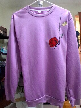 Rose Graphic Lavender Purple Crewneck Sweatshirt Men's M
